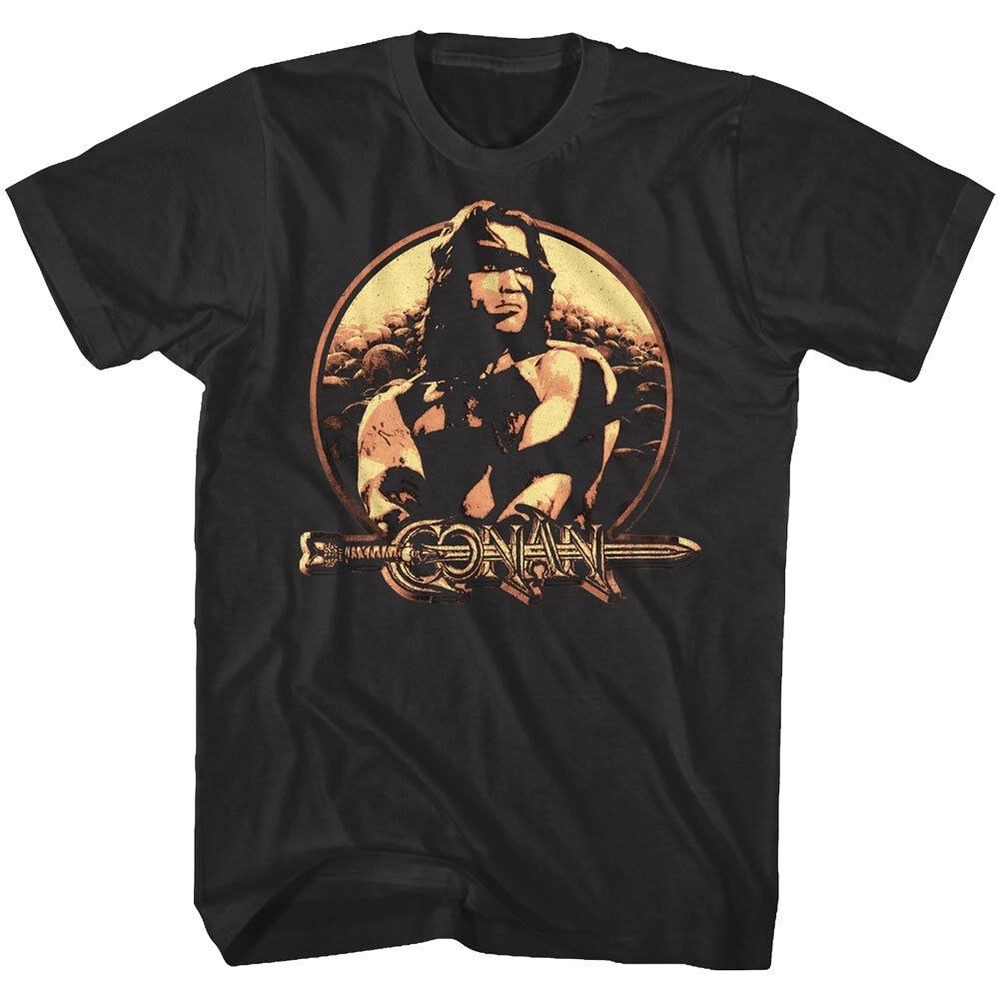 Conan The Barbarian Vintage Metallic Shield T Shirt Schwarzenegger Movie Shirt